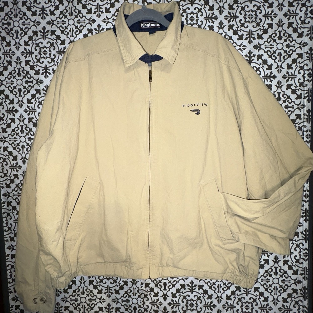 Vintage King Louie USA Ridgeview Tan Zip Jacket Union Made in USA Vintage Large